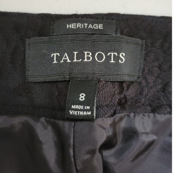 Talbots Heritage Black Floral Brocade Pants Side Zip & Button Career Party - 8 - Picture 4 of 8